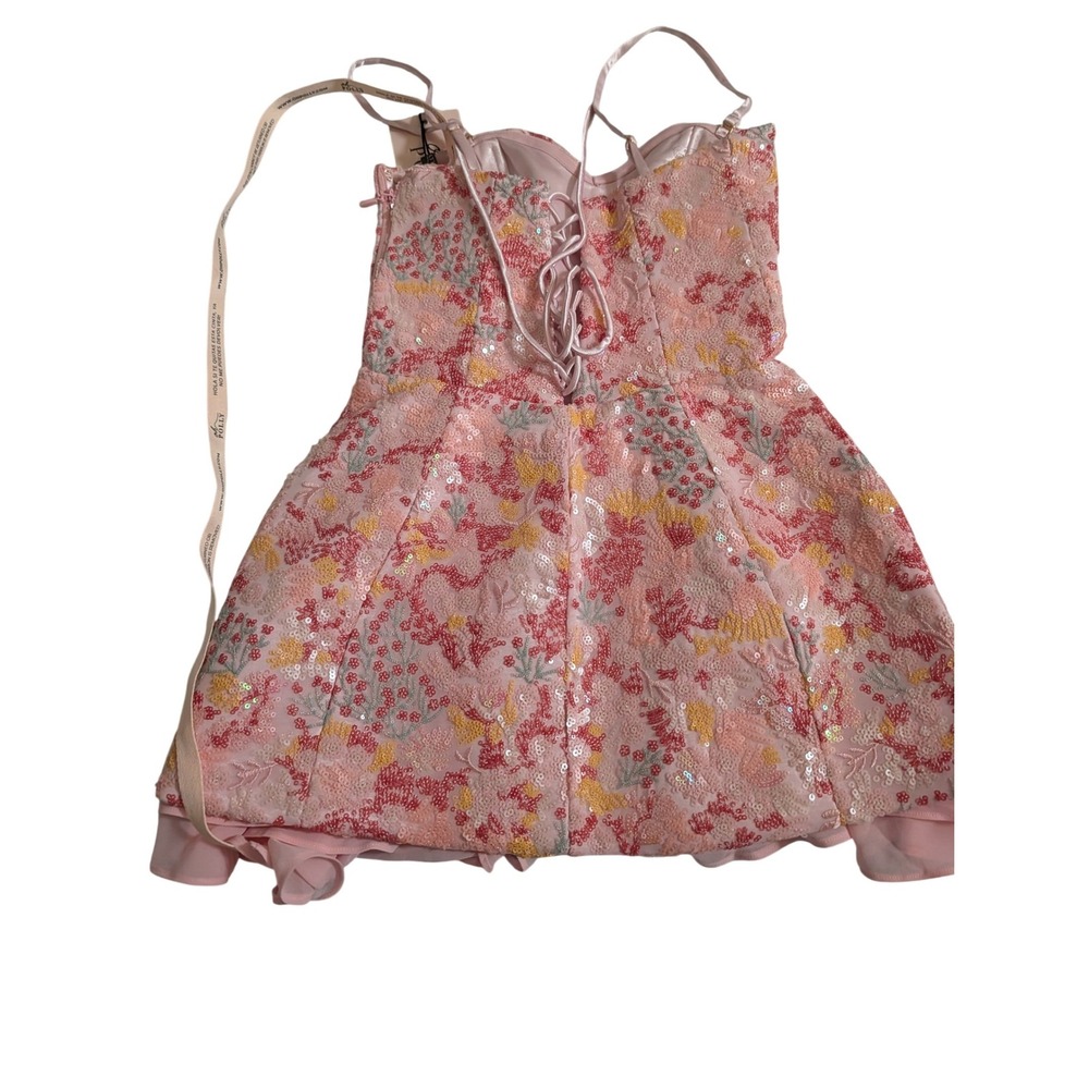 Oh Polly Eliselle Pink Embellished Strapless Corset Mini Dress US 0 NEW Prom - Picture 6 of 11
